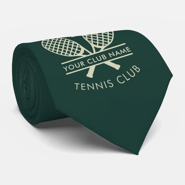Fügen Sie Ihren Tennis Club Name Sportmotif Green  Krawatte (Gerollt)