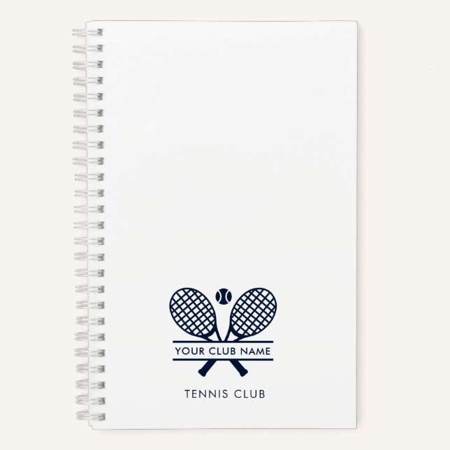 Fügen Sie Ihren Tennis Club Name Team Coach belieb Notizbuch (Vorderseite)