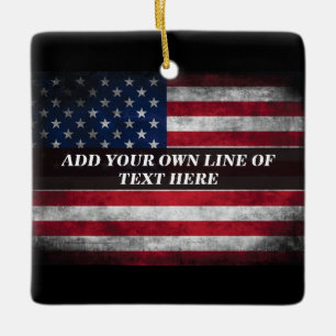 Fügen Sie Ihren Text auf der amerikanischen Flagge Keramikornament