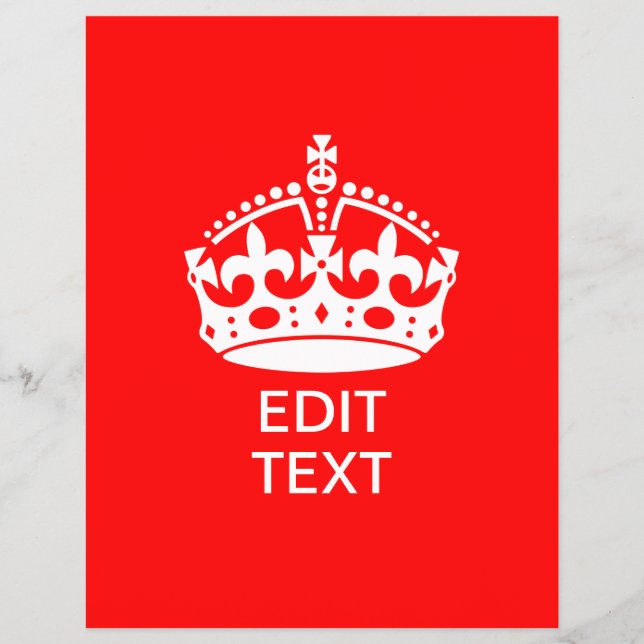 Fügen Sie Ihren Text BEHALTEN CALM CROWN auf Red C Flyer (Vorne)