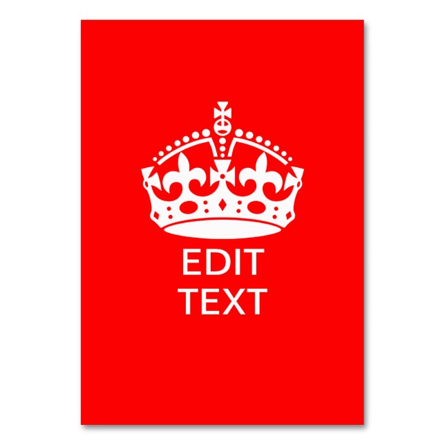 Fügen Sie Ihren Text BEHALTEN CALM CROWN auf Red C Tischnummer (Vorderseite)