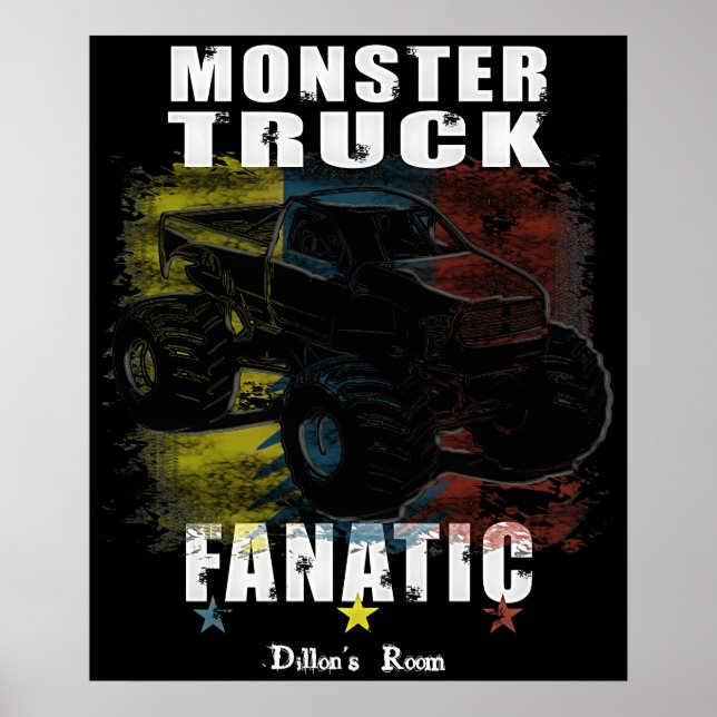 FÜGEN SIE IHREN TEXT BOYS ROOM MONSTER TRUCK HINZU POSTER (Vorne)