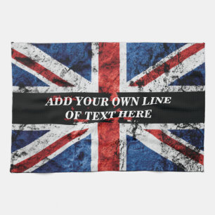 Fügen Sie Ihren Text in englischer Flagge Throw Pi Geschirrtuch