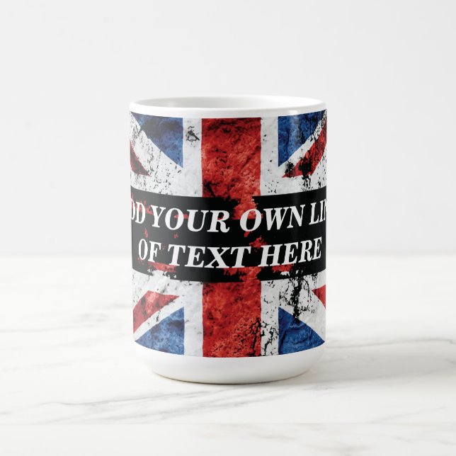 Fügen Sie Ihren Text in englischer Flagge Throw Pi Kaffeetasse (Mittel)