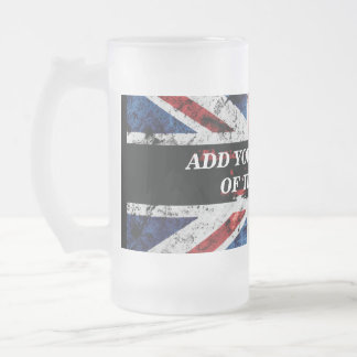 Fügen Sie Ihren Text in englischer Flagge Throw Pi Mattglas Bierglas