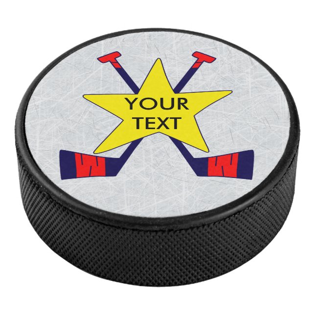 Fügen Sie Ihren Text oder Zahleneihockeypuffer hin Eishockey Puck (3/4)