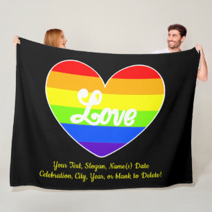 Fügen Sie Ihren Text, Regenbogen Herz-LIEBE auf Gr Fleecedecke
