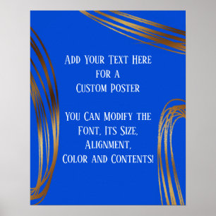 Fügen Sie Ihren Text Scribbled Gold Ovals Royal Bl Poster