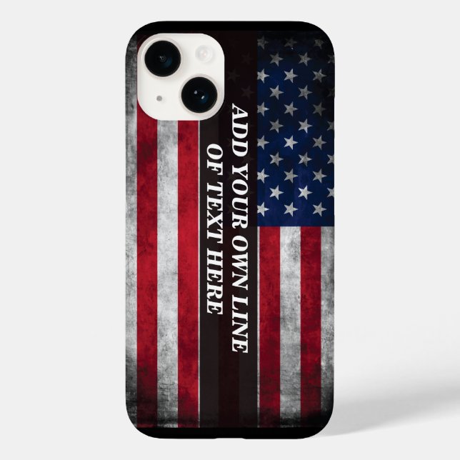 Fügen Sie Ihren Text unter amerikanischer Flagge h Case-Mate iPhone 14 Hülle (Rückseite)