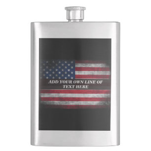 Fügen Sie Ihren Text unter amerikanischer Flagge h Flachmann