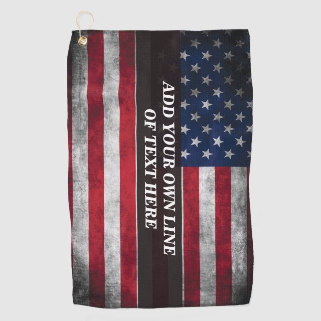 Fügen Sie Ihren Text unter amerikanischer Flagge h Golfhandtuch (Vorderseite)