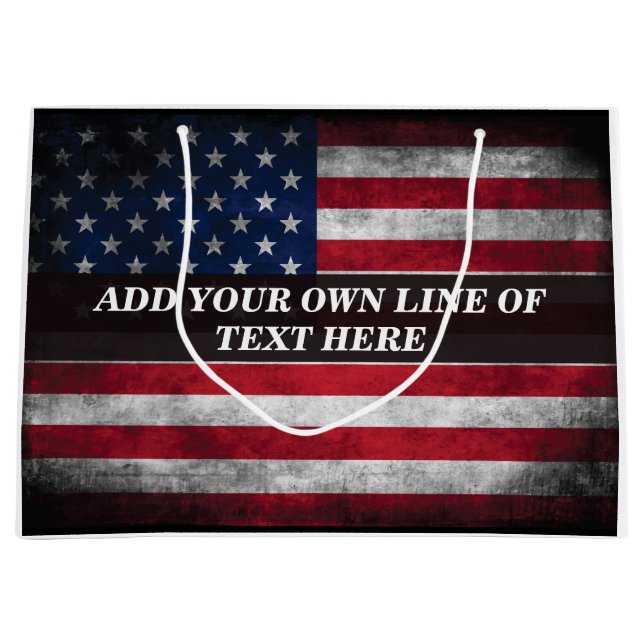 Fügen Sie Ihren Text unter amerikanischer Flagge h Große Geschenktüte (Vorderseite)
