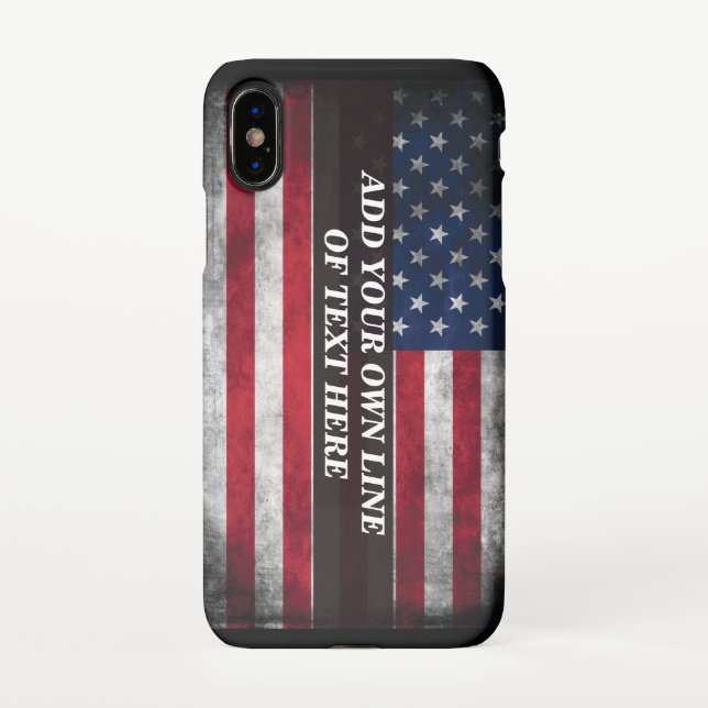Fügen Sie Ihren Text unter amerikanischer Flagge h iPhone Hülle (Rückseite)