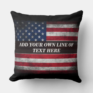 Fügen Sie Ihren Text unter amerikanischer Flagge h Kissen