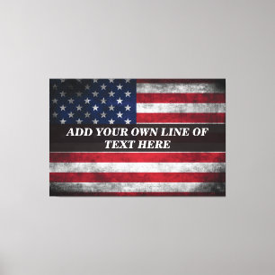 Fügen Sie Ihren Text unter amerikanischer Flagge h Leinwanddruck