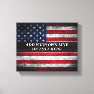 Fügen Sie Ihren Text unter amerikanischer Flagge h Leinwanddruck