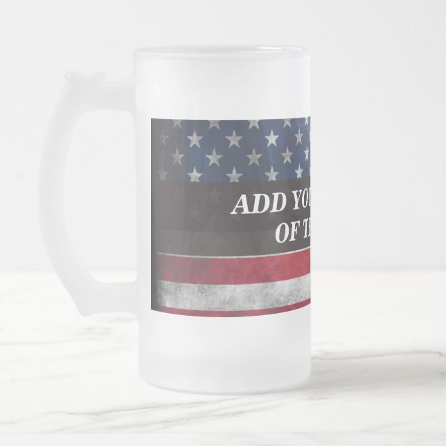 Fügen Sie Ihren Text unter amerikanischer Flagge h Mattglas Bierglas (Links)