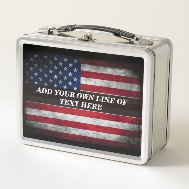 Fügen Sie Ihren Text unter amerikanischer Flagge h Metall Brotdose (Vorderseite)