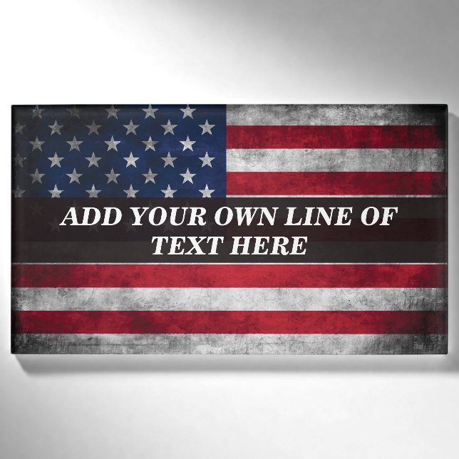 Fügen Sie Ihren Text unter amerikanischer Flagge h Namenschild (Vorderseite)
