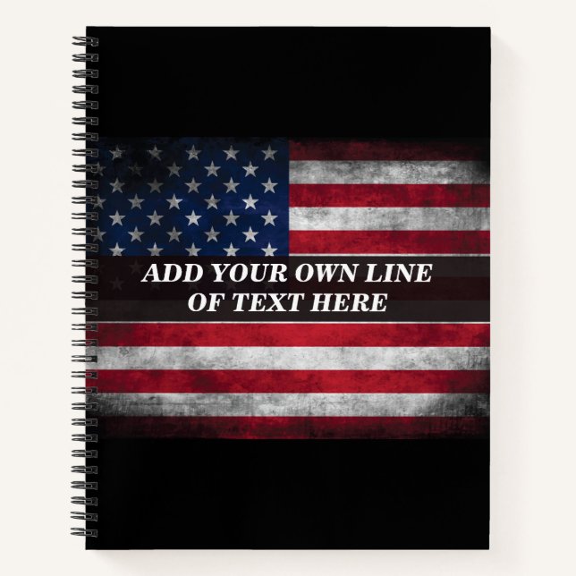 Fügen Sie Ihren Text unter amerikanischer Flagge h Notizbuch (Vorderseite)