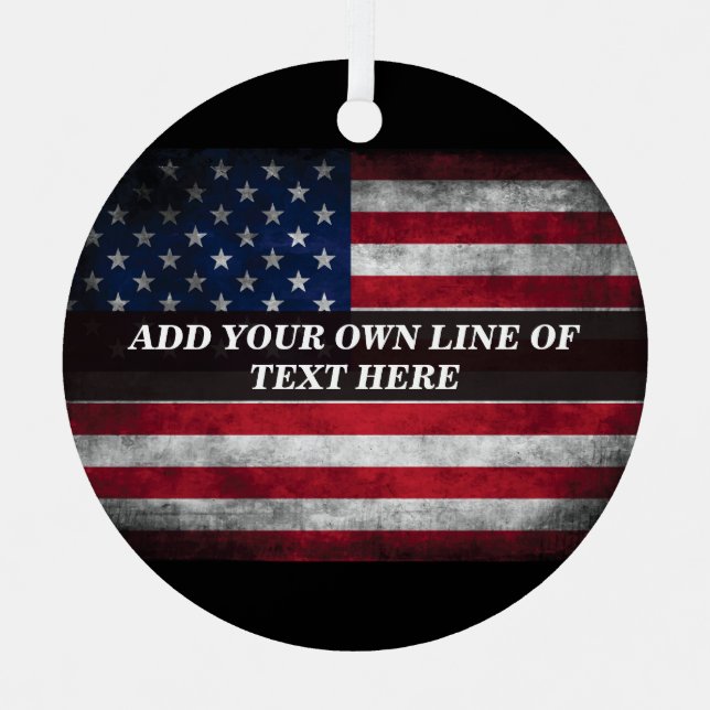 Fügen Sie Ihren Text unter amerikanischer Flagge h Ornament Aus Metall (Vorderseite)