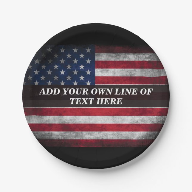 Fügen Sie Ihren Text unter amerikanischer Flagge h Pappteller (Vorderseite)