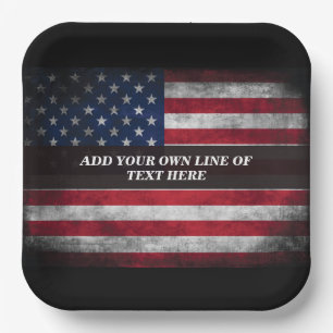 Fügen Sie Ihren Text unter amerikanischer Flagge h Pappteller