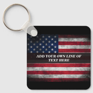Fügen Sie Ihren Text unter amerikanischer Flagge h Schlüsselanhänger