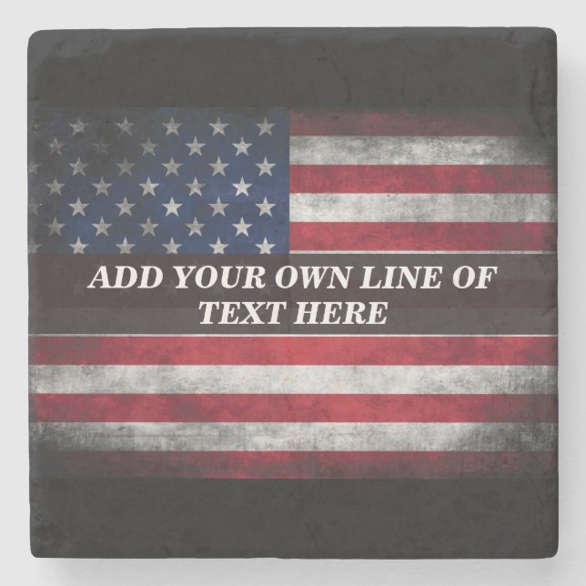 Fügen Sie Ihren Text unter amerikanischer Flagge h Steinuntersetzer (Vorderseite)