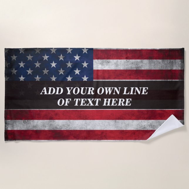 Fügen Sie Ihren Text unter amerikanischer Flagge h Strandtuch (Vorderseite)