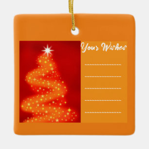Fügen Sie Ihren Wunsch Rot und Gold Weihnachtsbaum Keramikornament