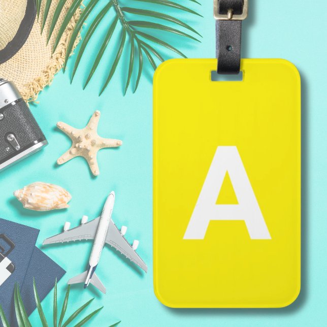 Fügen Sie initiale Monogram Personalisiert Simple  Gepäckanhänger (Personalised Yellow Monogrammed Simple Modern Luggage Tag)