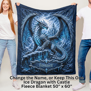 Fügen Sie Name Blue Frost Dragon auf Berg mit Schl Fleecedecke