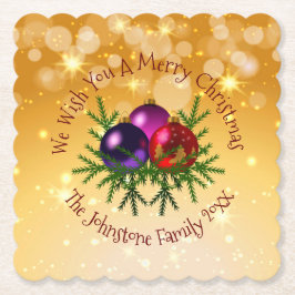 Fügen Sie Name Matching Christmas auf Gold Paper U Untersetzer