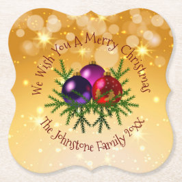Fügen Sie Name Matching Christmas auf Gold Paper U Untersetzer