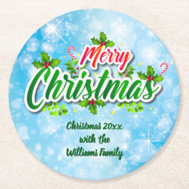 Fügen Sie Name Matching Mercury Blue Round Paper h Runder Pappuntersetzer