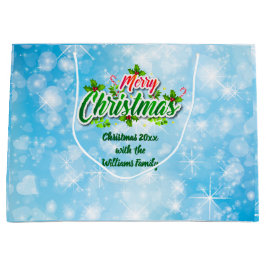 Fügen Sie Name Matching Merry Christmas Blue Große Geschenktüte