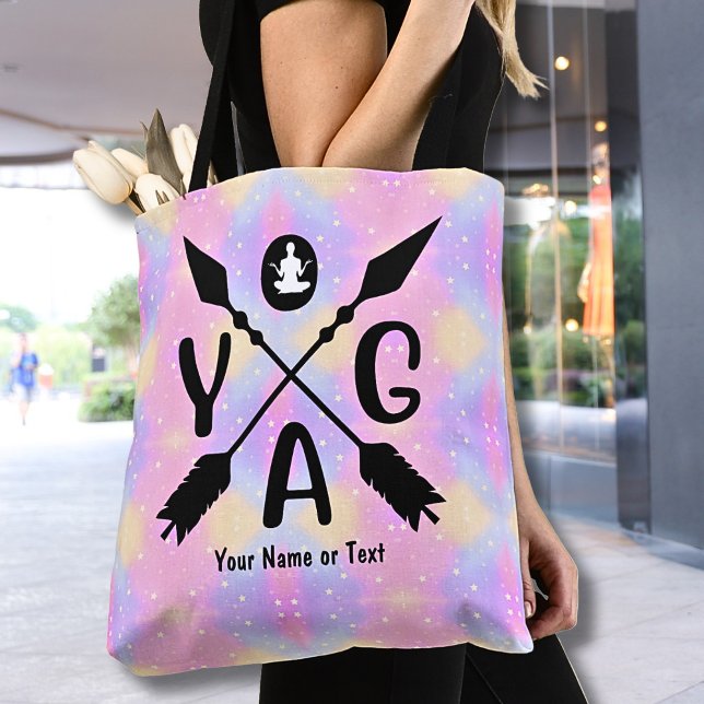 Fügen Sie Name oder Text-Yoga-Boho-Pfeile hinzu Tasche (Von Creator hochgeladen)