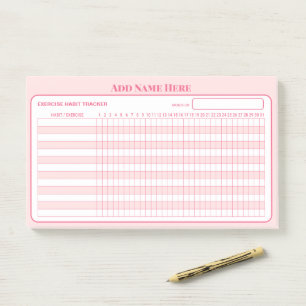 Fügen Sie Name Pink Monatlicher Gewohnheits-Tracke Post-it Klebezettel