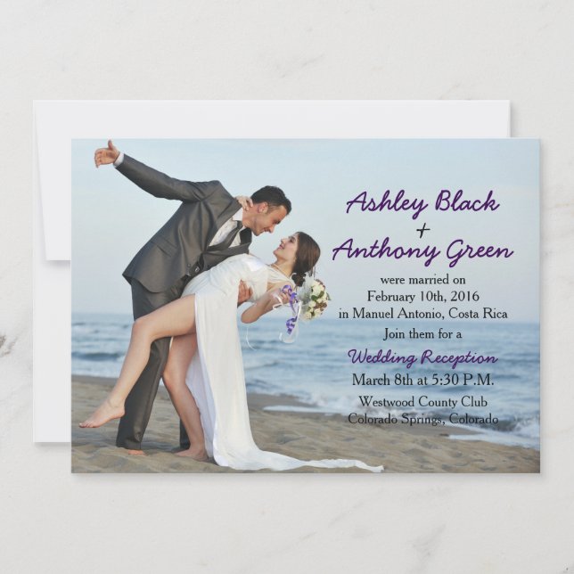 Fügen Sie nur Ihren eigenen Foto Beach Wedding Emp Einladung (Vorderseite)