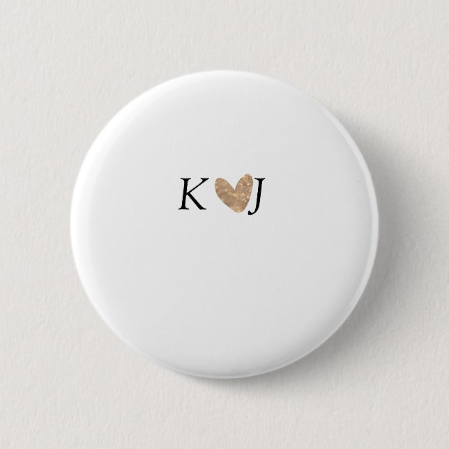 Fügen Sie Pärchenbrief Hochzeit goldenes Herz Glit Button (Vorderseite)