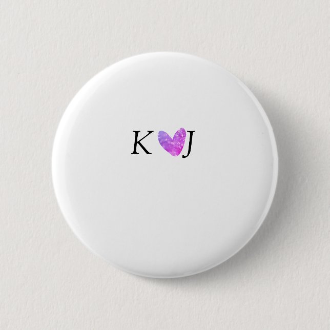 Fügen Sie Pärchenbrief Hochzeit rosa Herz Glitzer Button (Vorderseite)