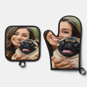 Fügen Sie Pug-Foto Personalize Customize hinzu Ofenhandschuh & Topflappen-Set