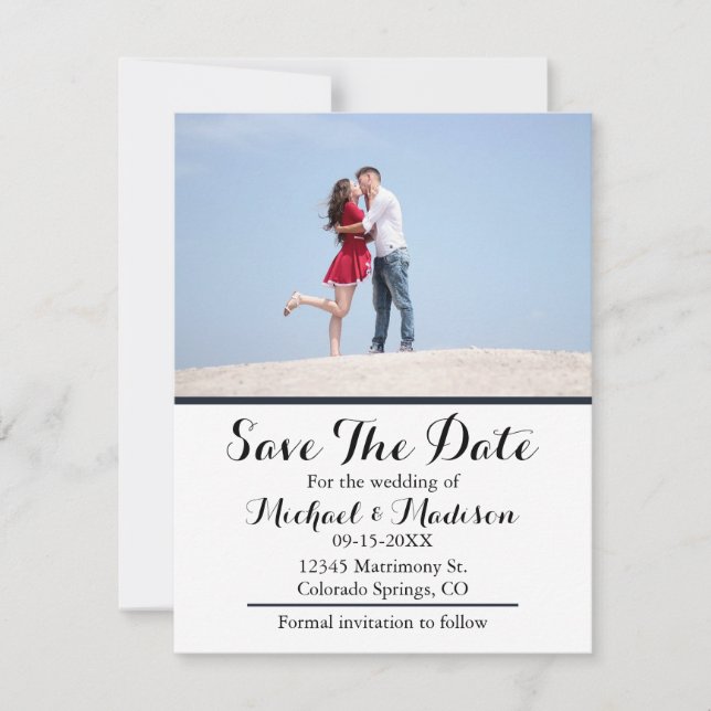 Fügen Sie Save the Date Ihre Foto-Flachkarte hinzu (Vorderseite)