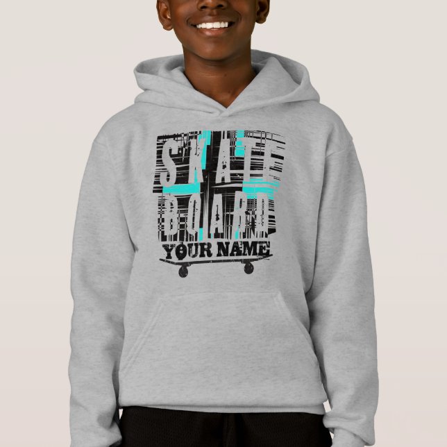 Fügen Sie Skateboard-Text als "Distressed Hoodie"  Hoodie (Vorderseite)
