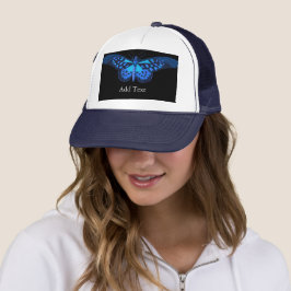Fügen Sie Text Blue Butterfly Image Cap Schöne Lie Truckerkappe