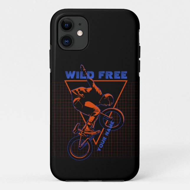 Fügen Sie Text-BMX Extreme Freestyle Red Geometric Case-Mate iPhone Hülle (Rückseite)