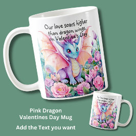 Fügen Sie Text hinzu, unsere Liebe steigt - Drache Kaffeetasse