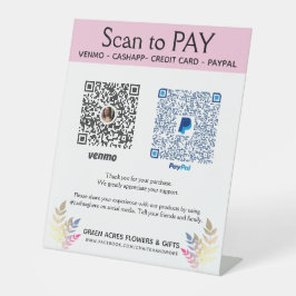 Fügen Sie zwei QR Codes Venmo Pay Hier Pedestzeich Sockelschild