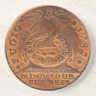 Fugio Cent-Verstand Ihr Geschäfts-Kupfer-Penny Sandstein Untersetzer